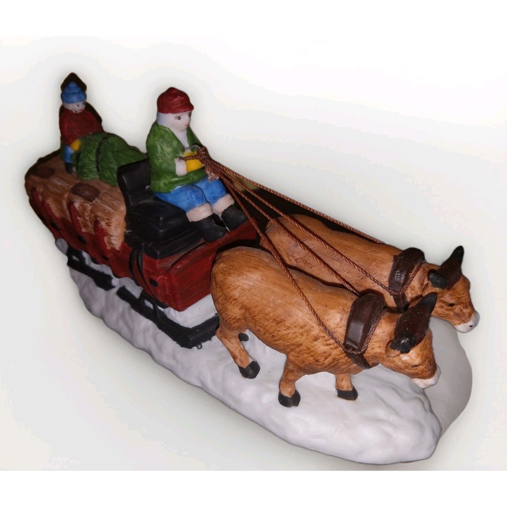 Vintage 1989 Department 56 Heritage Village Ox Sled #5951-0‎ Retired Christmas